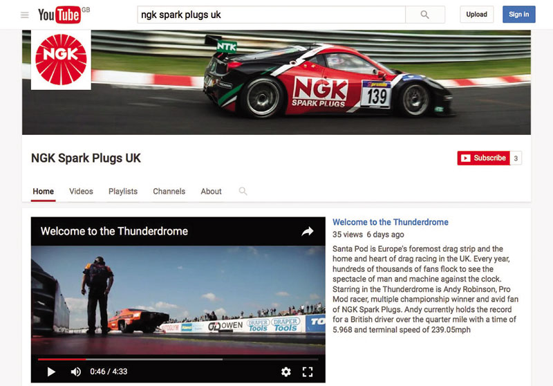 NGK Spark Plugs launches YouTube channel