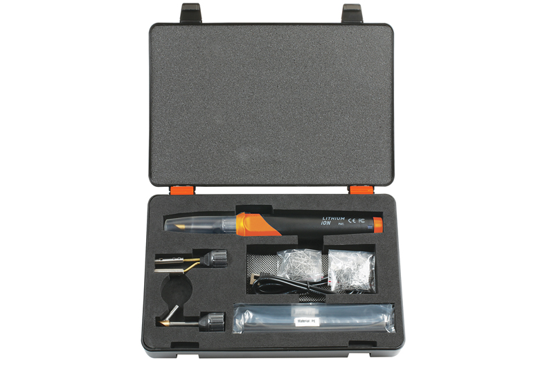 Battery-powered plastic welder repair kit