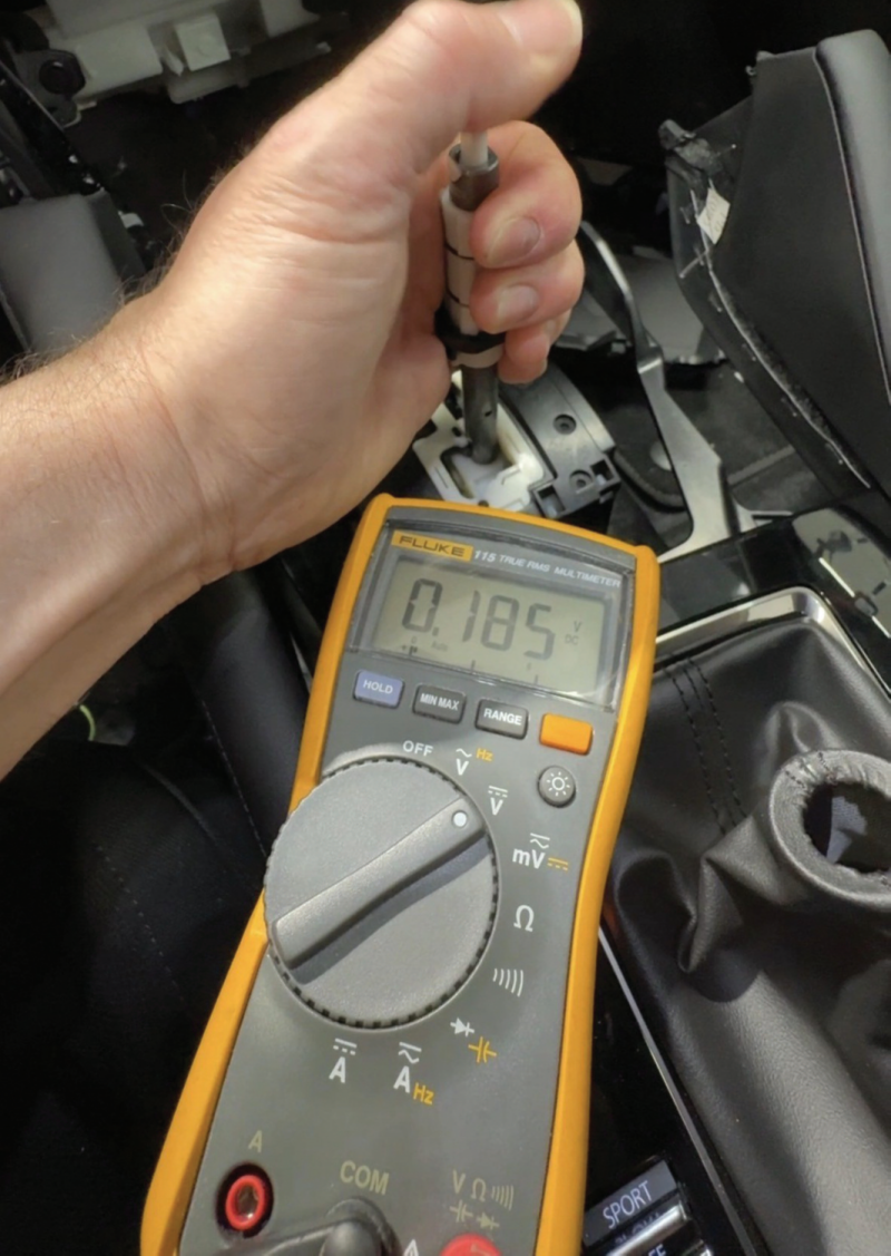 Fig 7 – The new mechatronics installed and the wonderfully elusive 185 mV was finally present in park and neutral. In drive and reverse we had 12V
